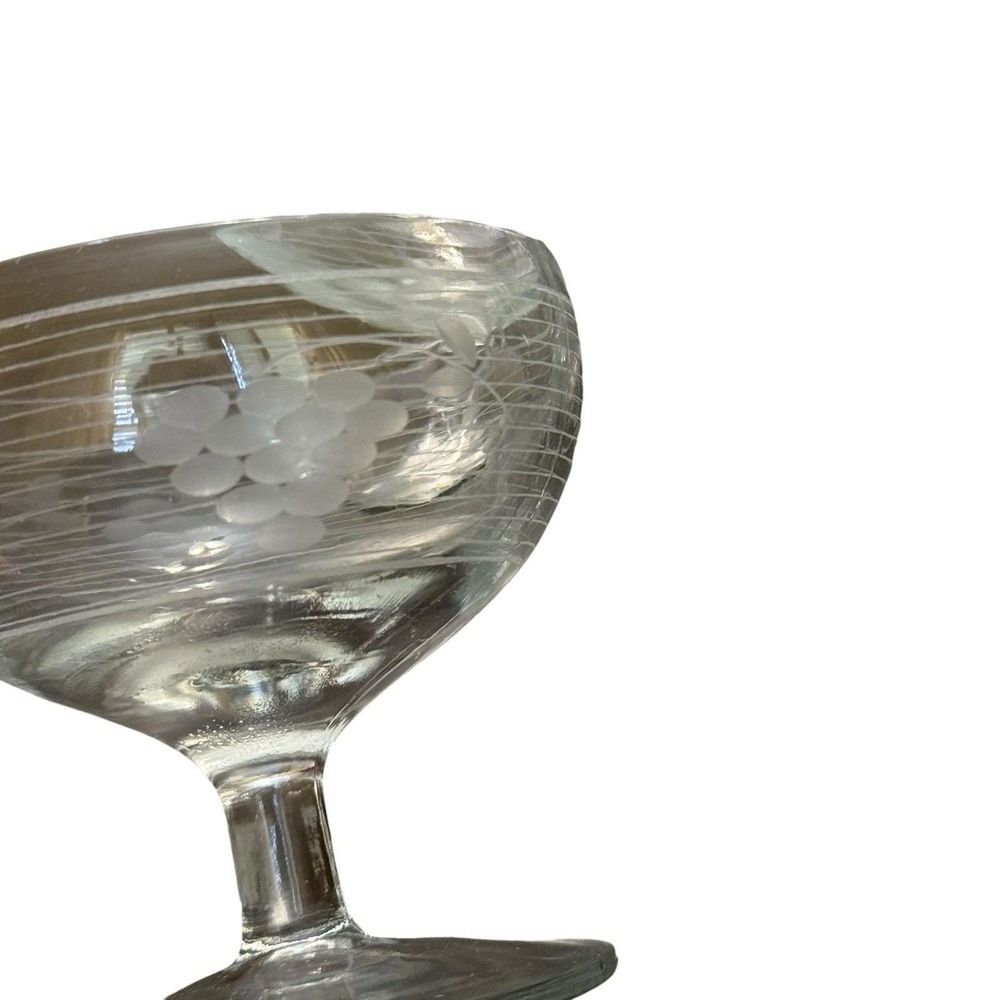 Vintage Etched Crystal Sherbet Coupes Grape Design